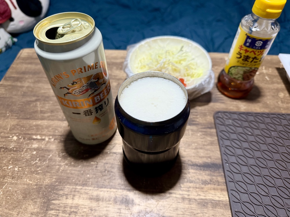 牛サガリを焼きながら飲んだビール