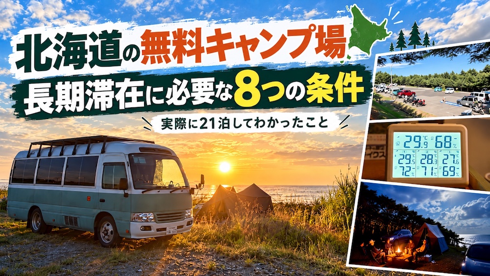 北海道の無料キャンプ場で長期滞在するキャンピングカーと8つの条件を紹介