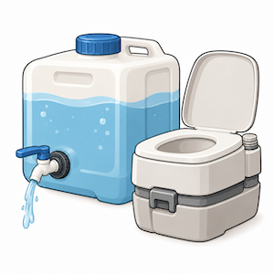 給水タンクとポータブルトイレのイラスト