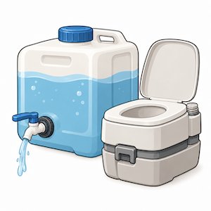 給水タンクとポータブルトイレのイラスト
