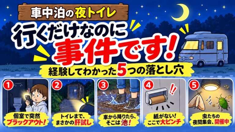 車中泊の夜トイレ、行くだけなのに事件です!実体験でわかった5つの落とし穴と対策